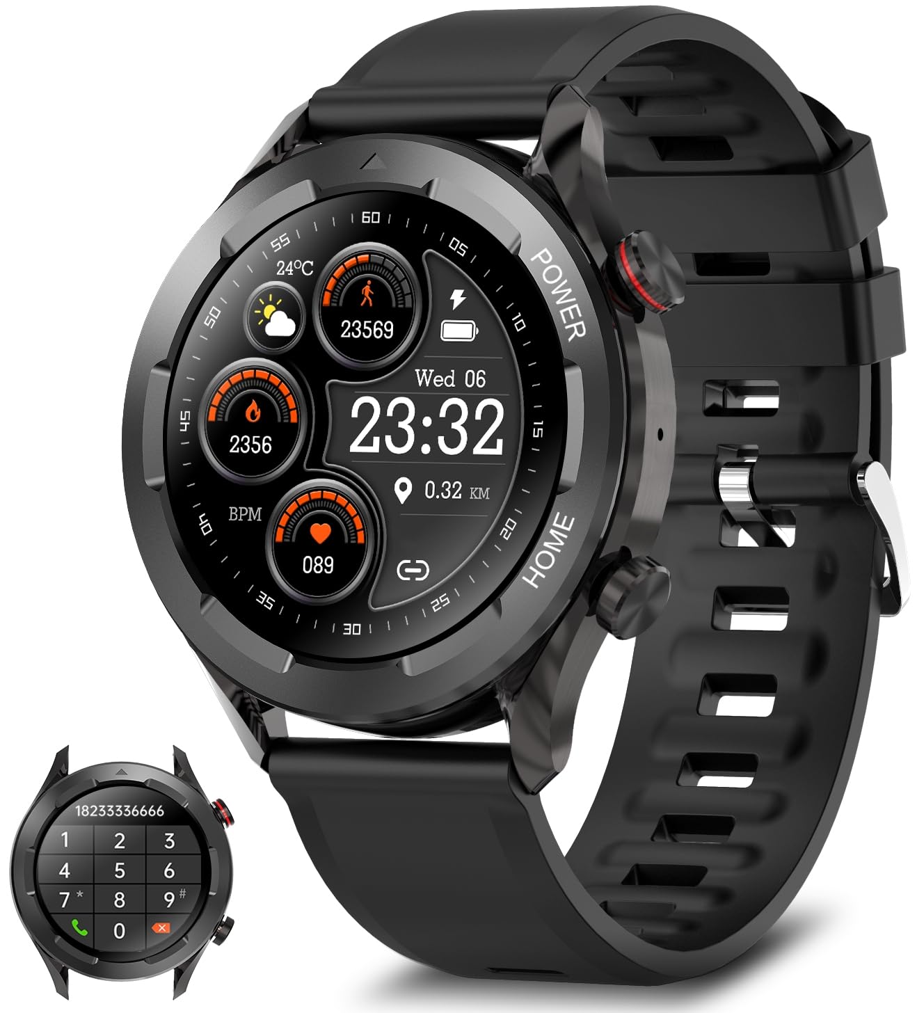 BebincaGT2 Pro Smart Watche for Men (Make/Receive Call), 1.32'' Fitness Tracker Built-in MP3 Player with SpO2/Real-time Heart Rate/Sleep Monitor Compatible iPhone Samsung Android Phones, Gray