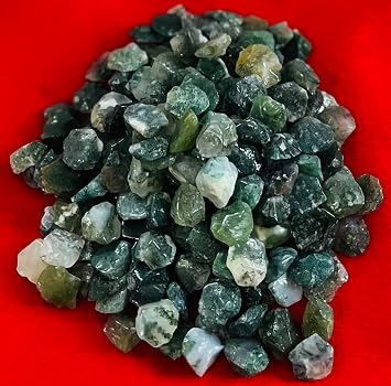 Indian Consigners Natural Crushed Polished Tumbled Gem Stone Chips, Decoration & Healing Crystals Moss Agate