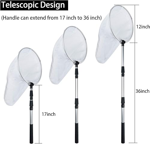 Miniatura 4 de Coopay Red de pesca de insectos y mariposas con anillo de 12 pulgadas, mango que se extiende hasta 36 pulgadas