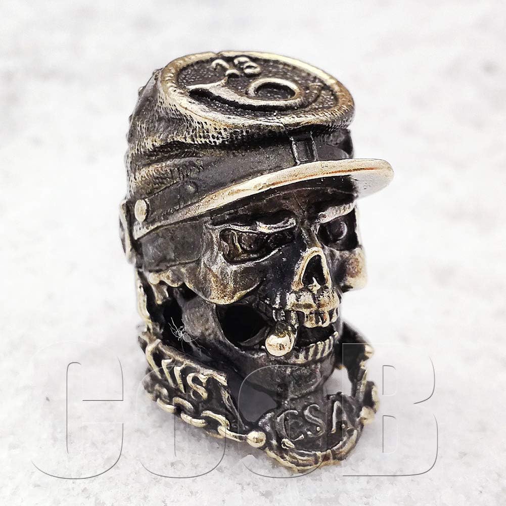 СooB EDC Paracord Bead, Knife Lanyard Bead, Pendant Confederate Skull. Metal Hand-Casted Paracord Beads for Paracord Knives Lanyards 1Pcs/Lot