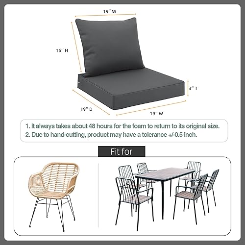 Miniatura 2 de Favoyard Juego de cojines de asiento para exteriores, 19 x 19 pulgadas, impermeables y resistentes a la decoloración, cojines para muebles de patio