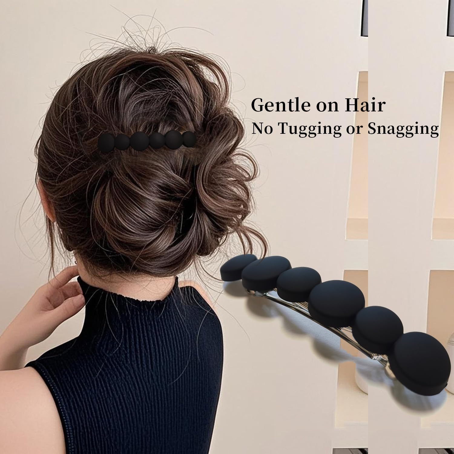 French Hair Barrettes for Women No Slip Not Easy to Break Half Up Medium to Small Hair Barrette Clips for Thin, Short or Fine Hair, 4 Pack