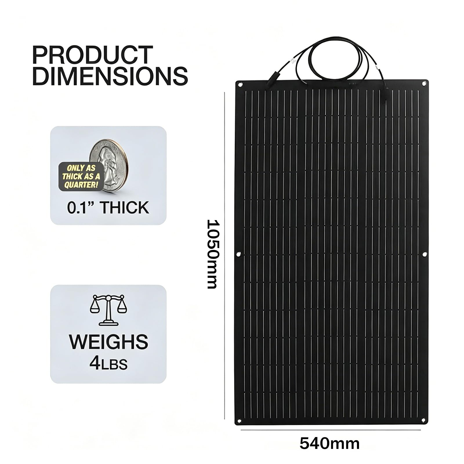 Panneau Solaire Flexible 200W pour Camping-Car, Kit 2 Panneaux PhotovoltaïQues Monocristallins 100W avec ContrôLeur Et Accessoires pour Camping Hors RéSeau Et Charge Batteries Voiture,Black
