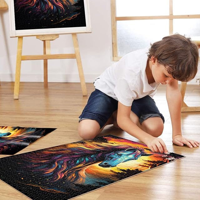 Foto 4 de 6 de Puzzle para niños "Space Horse Adventure", puzle de 1000 piezas, 26 x 38 cm, puzzle de cartón