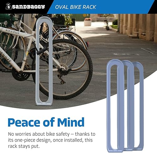 Miniatura 7 de Sandbaggy Portabicicletas ovalado  Instalación en el suelo (pernos de anclaje incluidos)  Moderno, comercial, exterior - Gris (8, 6.5 x 3 x 35