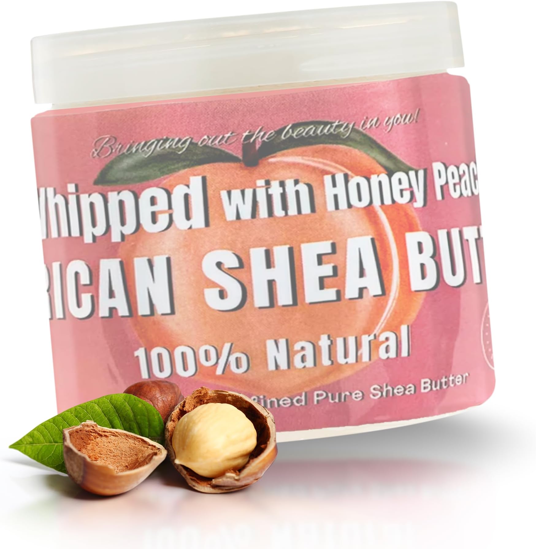 RA COSMETICS Whipped Shea Butter Honey Peach - 100% Pure and Natural African Shea Butter - Ultimate Handcrafted Moisturizer with Essential Vitamins for Radiant Skin and Luscious Hair - 12oz Jar