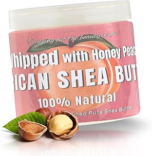 RA COSMETICS Whipped Shea Butter Honey Peach - 100% Pure and Natural African Shea Butter - Ultimate Handcrafted Moisturizer with Essential Vitamins for Radiant Skin and Luscious Hair - 12oz Jar