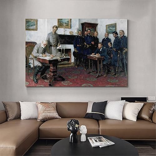 Miniatura 4 de 1865 The Surrender Of Robert E. Lee To General Grant At Appomattox Courthouse Póster de arte en lienzo fresco pintura decorativa de pared moderna