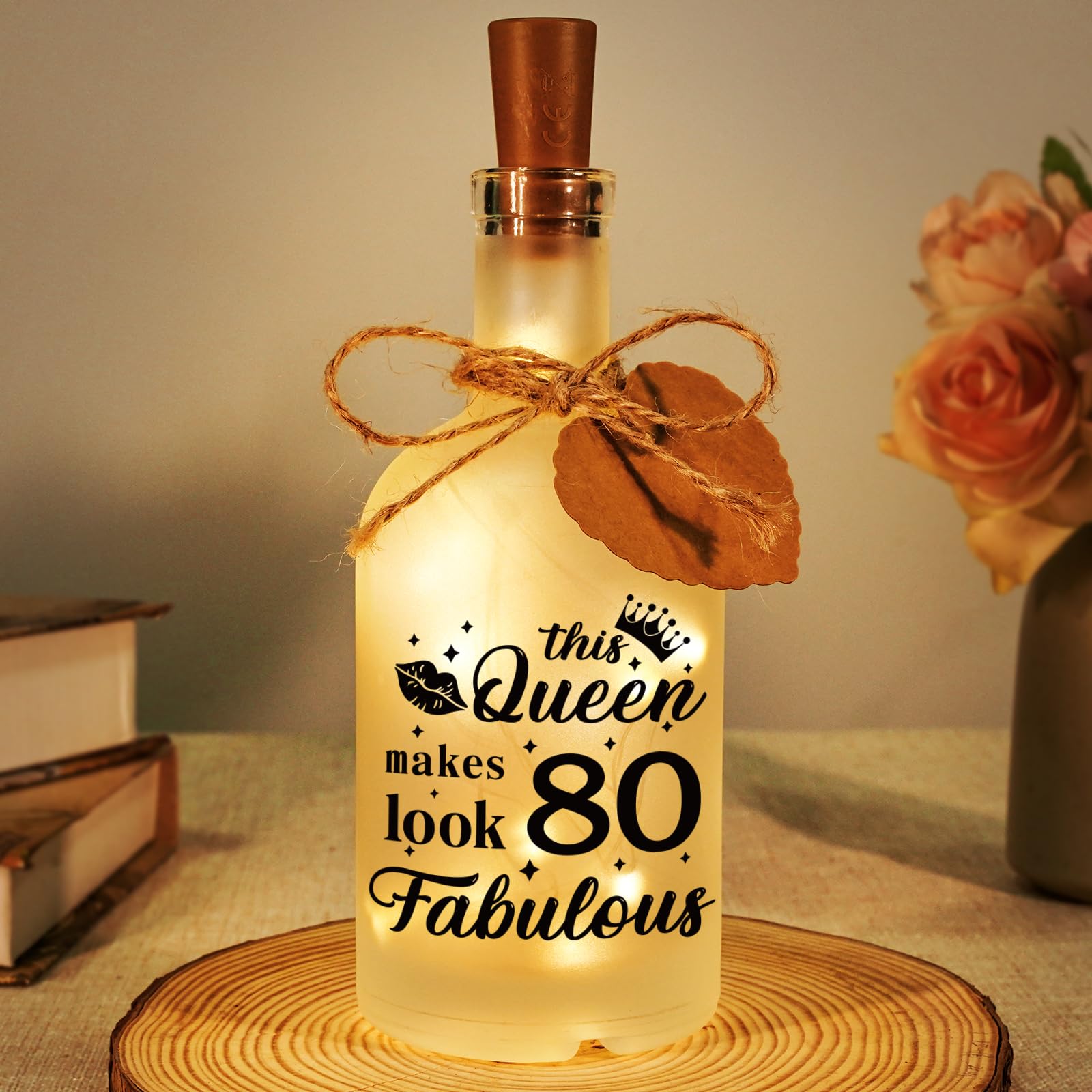 80th Birthday Gifts For Women, 80th Birthday Gift For Her, Night Lights Presents For Women, Bottle Light Gift For Mum, Presents For Mum Bestie Friend Sister Wife Female, Bedroom Living Room Desktop