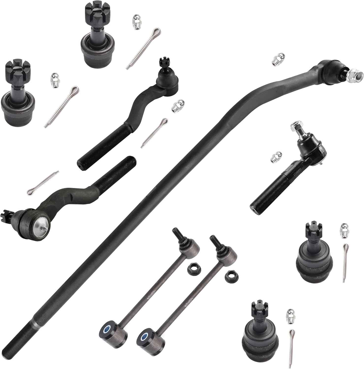 10pcs Front Steering Kit Rear Outer Tie Rod End Link Sway barFront Inner and Outer tie rod Upper and Lower Ball joint for Jeep Wrangler 2007-2017 and 2018 Wrangler JK