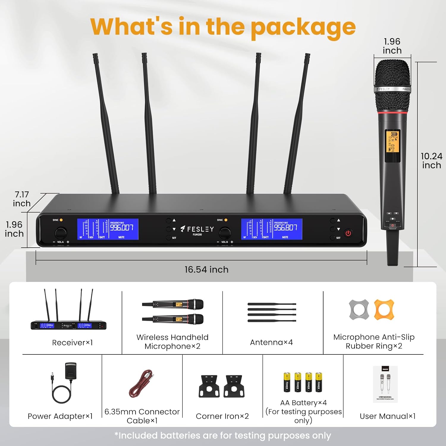 Wireless Microphone System: Handheld 500ft UHF Range Dynamic Wireless Microphones Mic, Auto Scan Cordless Microphone and Receiver, Microfono Inalambrico for Karaoke, Church, Singing, Wedding