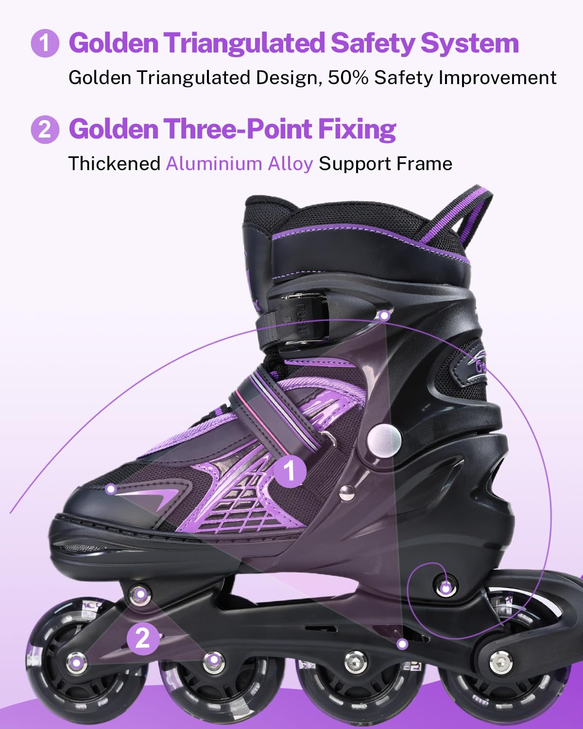 Gonex Rollers en Ligne Taille Réglable de 31 à 42 Roue Brillant pour Enfant Fille Garçon Femme et Homme Adolescent Débutant