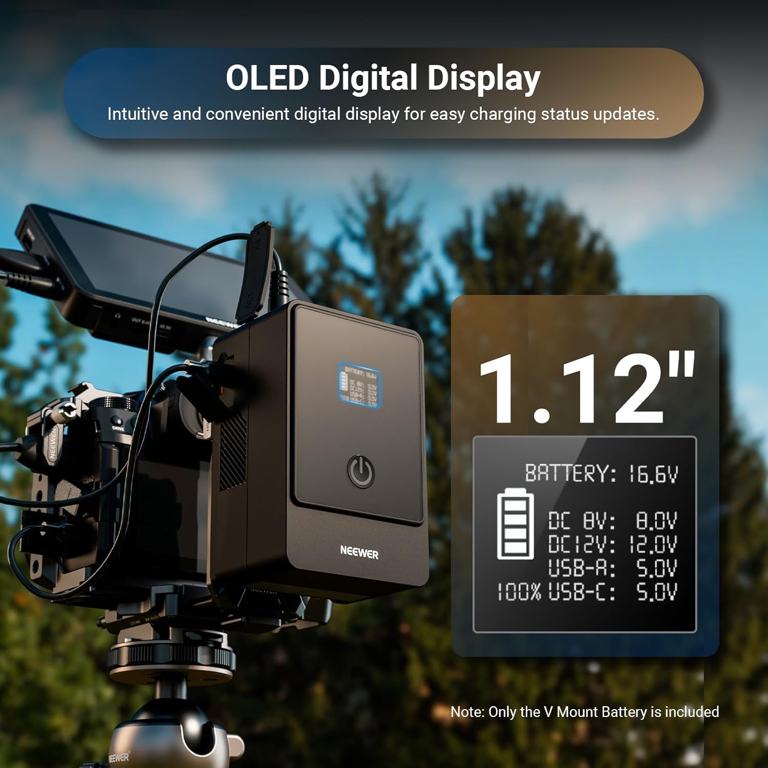 Neewer Mini V Mount Battery 6800mAh 99Wh, Two Way 100W USB C PD 3.0 Fast Charging, 2.5h Fully Charged, 6 Ports/OLED for Video Camera Camcorder Compatible with SmallRig BMPCC 4k 6k, PS099F Black