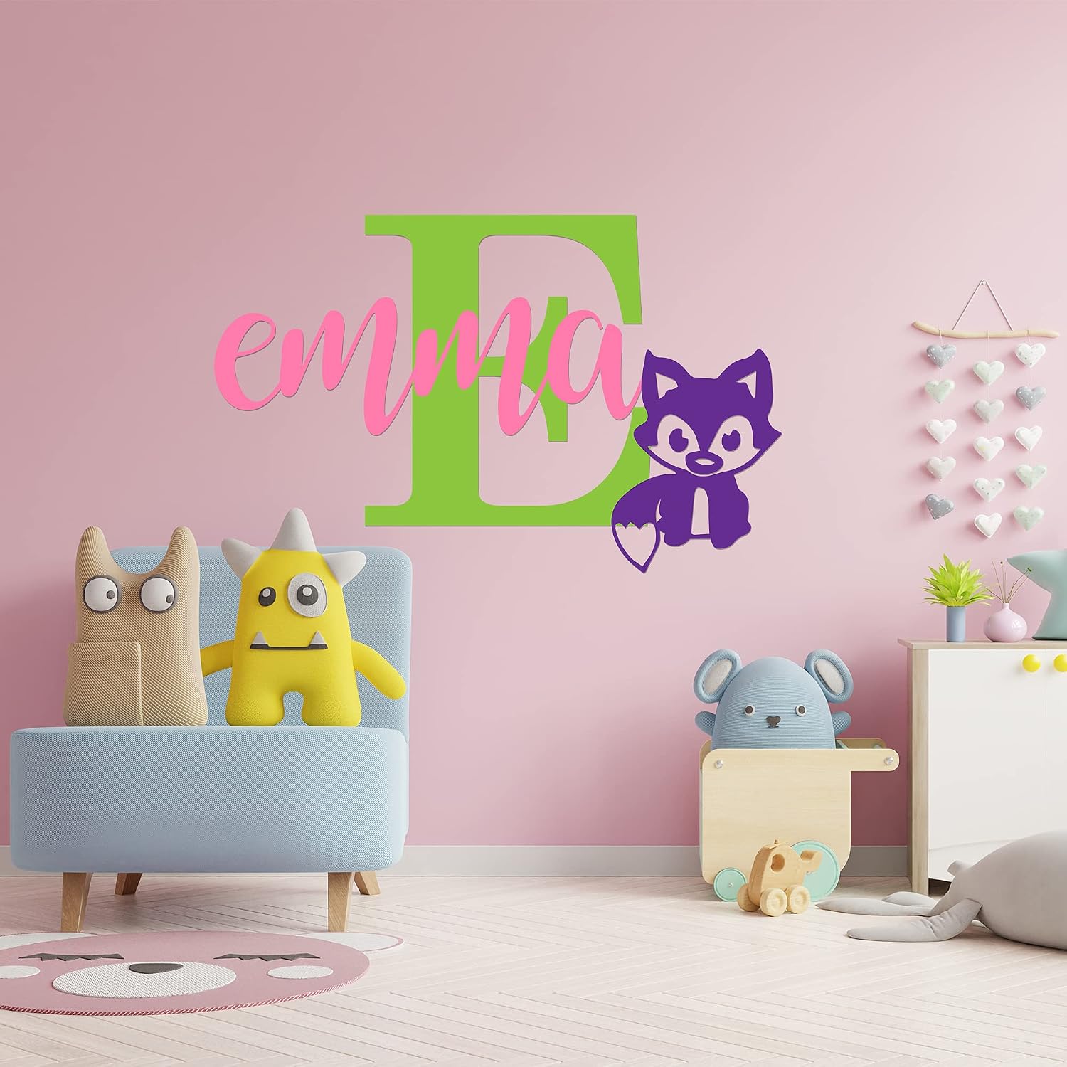 Foxi Nursery Wall Decal - Personalized Boys or Girls Name Art Sticker for Nursery Decor Vinyl - Peel and Stick, 12"Hx30"W