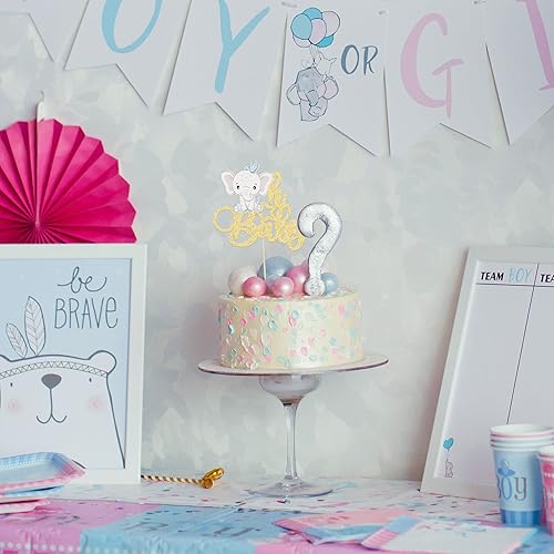 Miniatura 7 de Gyufise 1 pieza de elefante Oh Baby Cake Topper con purpurina temática de animales de la selva Oh Baby Elephant Cake Pick It's a Boy Cake Decor para