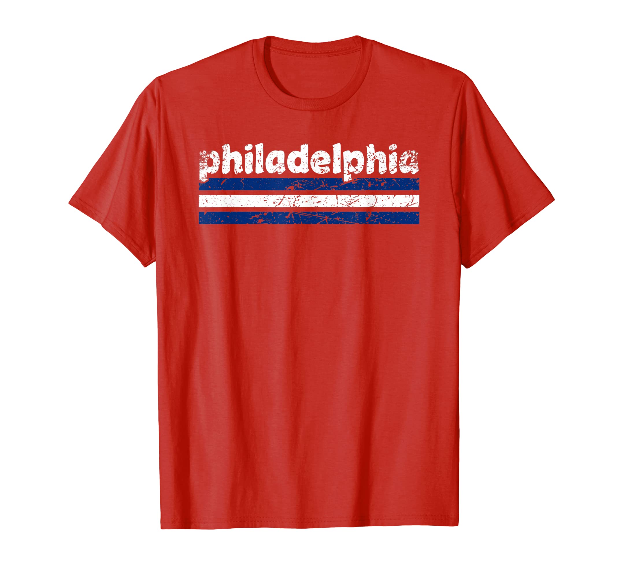 Vintage Retro Pennsylvania ApparelPhiladelphia Pennsylvania Three Stripe Vintage Weathered T-ShirtOEKO-TEX STANDARD 100