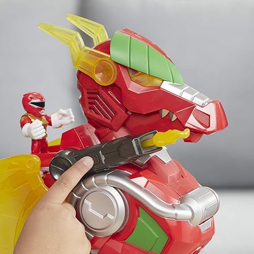 Miniatura 4 de Power Rangers Playskool Heroes Red Ranger & Dragon Thunderzord, figura de acción de 3 pulgadas, Zord, luces y sonidos, juguetes coleccionables para