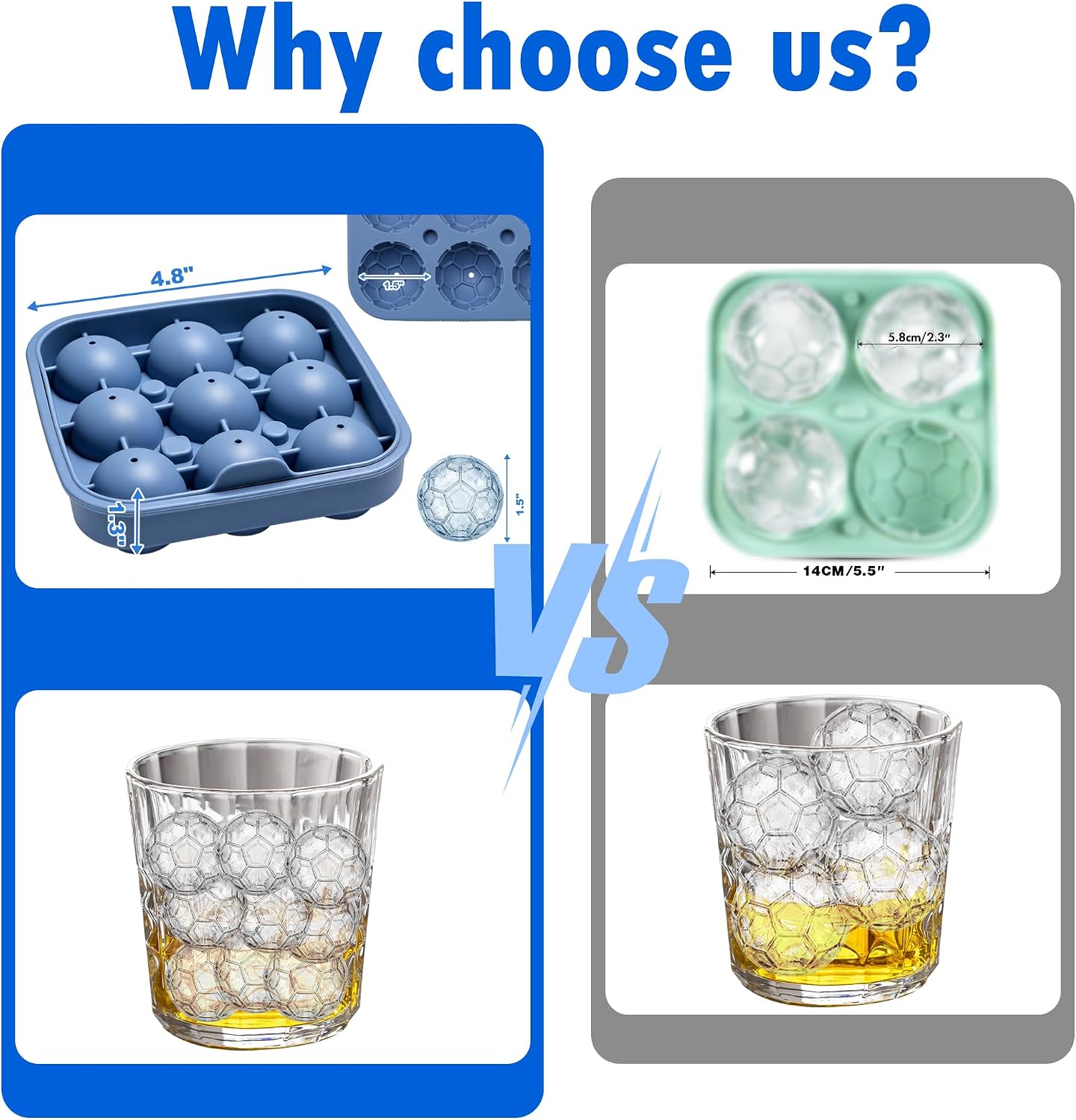 Soccer Ice Cube Tray | 2 Pack Silicone Soccer Ball Ice Mold with 9-Cavities