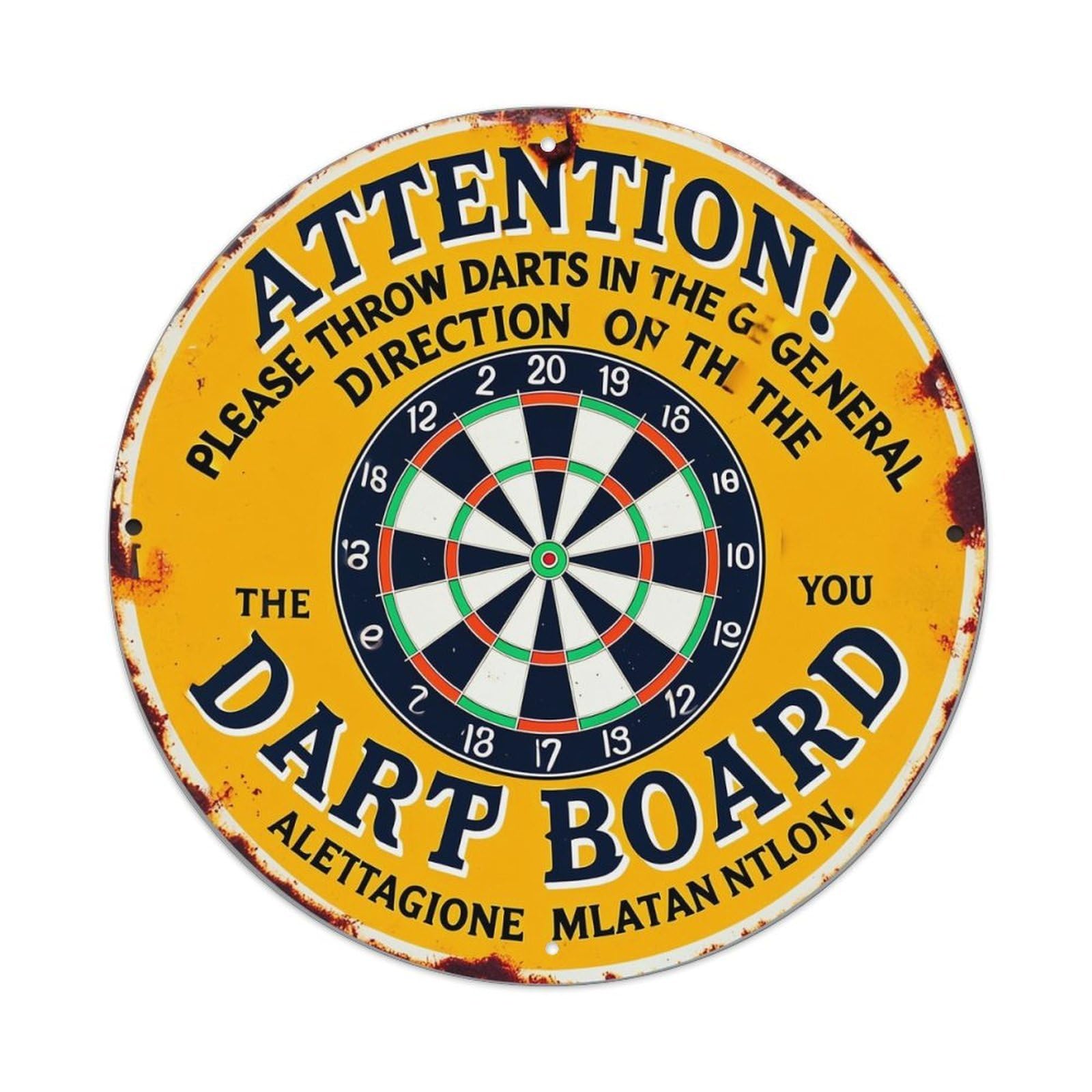 Attention Dart Board Sign Pattern Metal Tin Sign Plaque