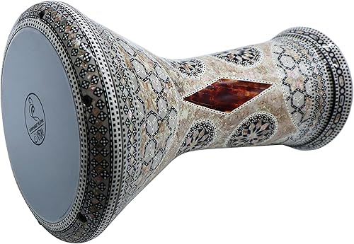 Miniatura 47 de El impresionante Darbuka Doumbek Gawharet El Fan metálico de 17.75 pulgadas (negro metálico)