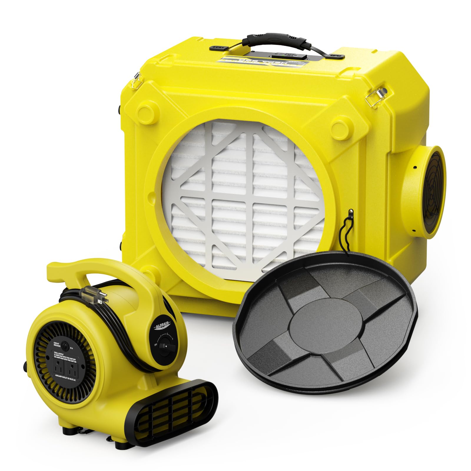 ALORAIR Air Scrubber with 3 Stage Filtration and 600 CFM Air Mover Blower Fan for Industrial, Workshop, and Home Use - 3 Speeds - Ideal for Water Damage Restoration