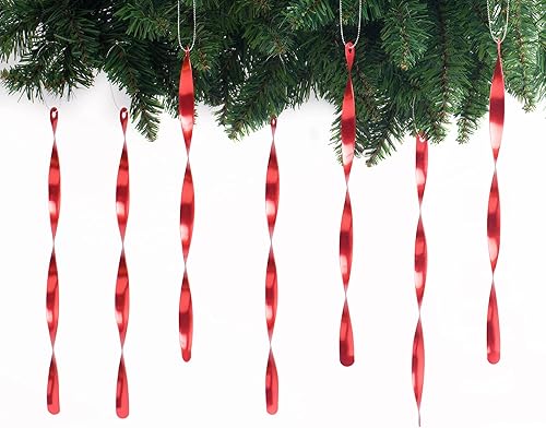 Miniatura 33 de AMS Adornos para árbol de Navidad, juego de 24 piezas de adornos de carámbanos retorcidos de aluminio para árbol de Navidad, fiesta de Año Nuevo