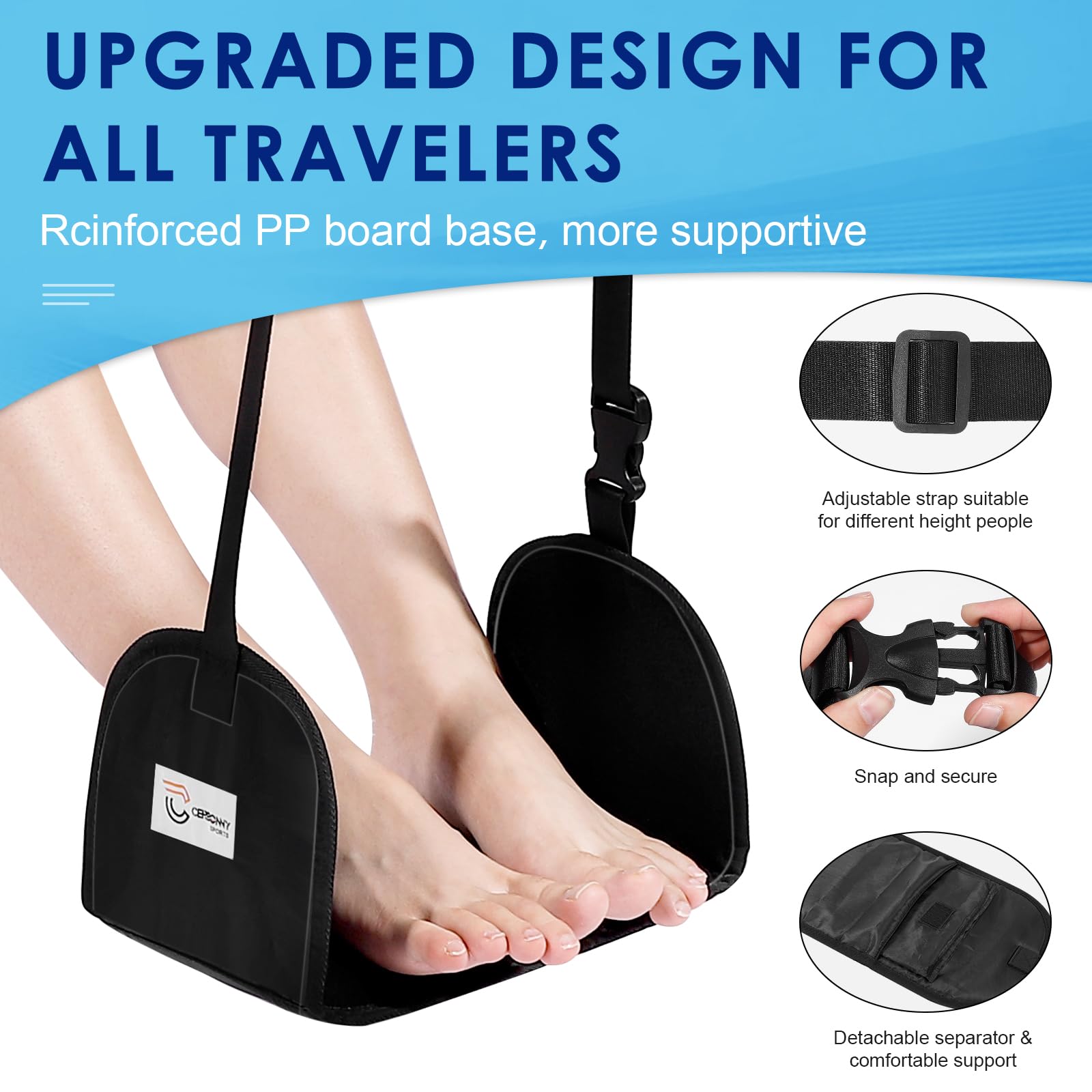 Repose-pieds gonflable pour voyage en avion, hauteur réglable, voiture/avion, coussin repose-pieds avec pompe pour bureau, avion, train, voiture, maison (gris