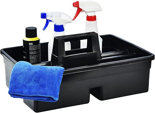 Miniatura 7 de Haundry Organizador de plástico de lujo, organizador apilable para productos de limpieza, herramientas, botellas, cabe en el carrito de limpieza o