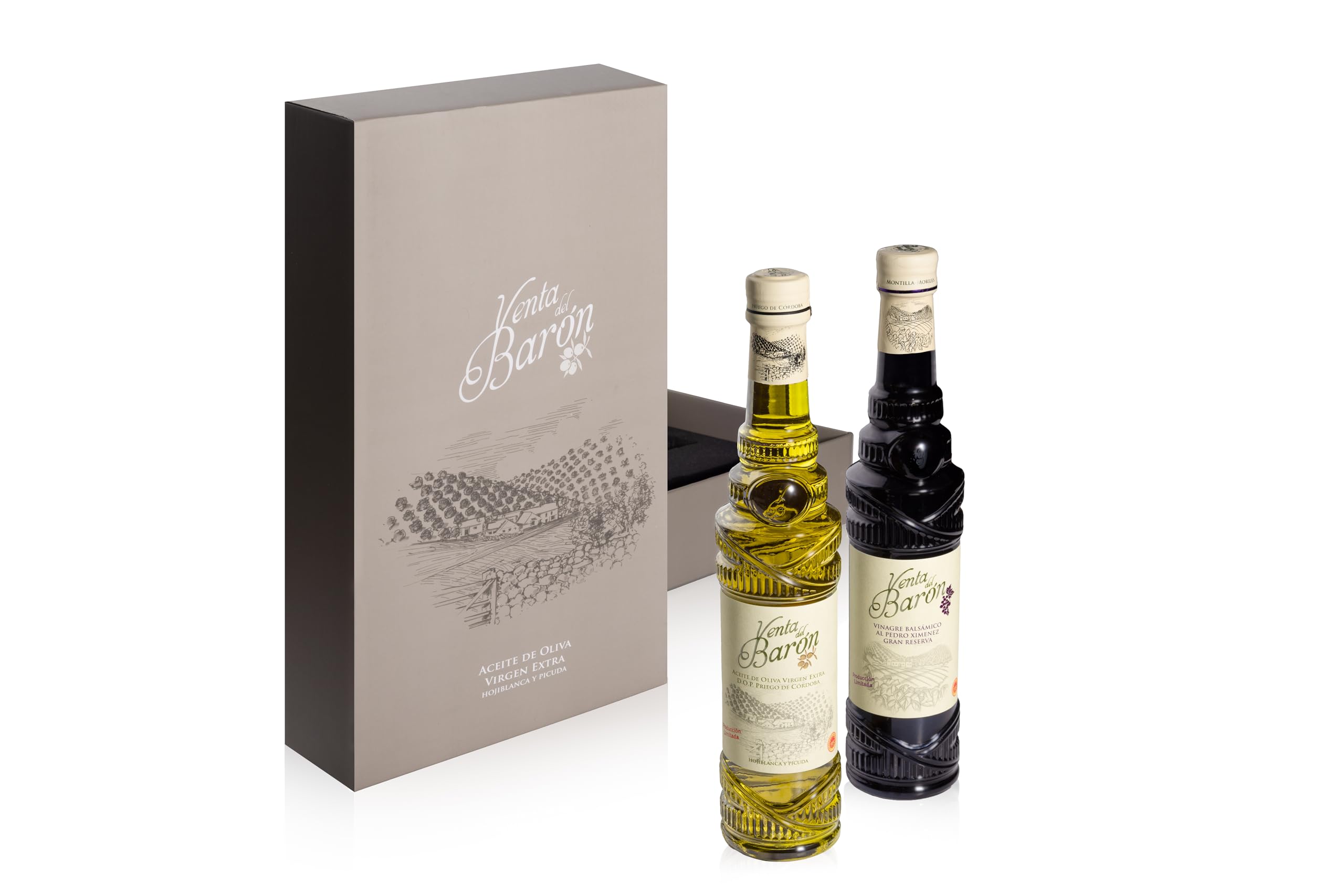 Venta Del Barón - Vinagre PX 100ML + Aceite de Oliva Virgen Extra 500ML | DOP Priego de Córdoba - Andalucía - España | Calidad premium | Prensado en Frío