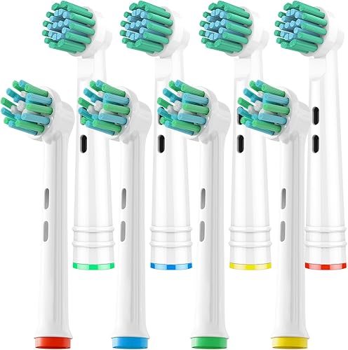 GENKENT Paquete de 8 cabezales de cepillo de dientes de repuesto compatibles con Oral B Braun Pro 1000/500/1500/3000/5000/6000 Cross Action Head