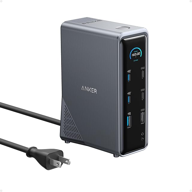 Anker Prime Docking Station 14-Port with 160W Max Output 10Gbps Fast Data Transfer Real-Time Smart Interface Audio and