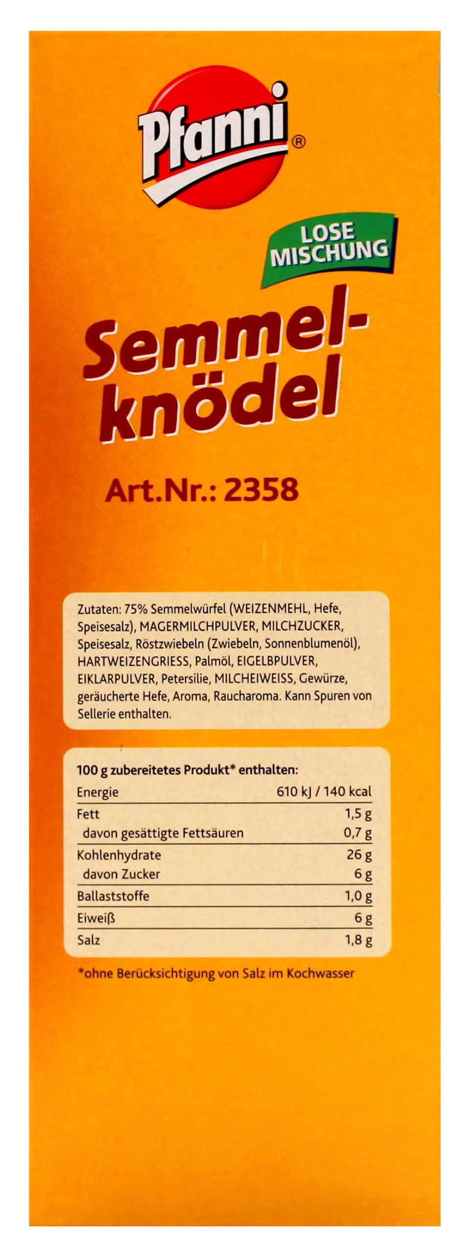 Pfanni Semmelknödel lose Mischung, (1 x 1.2 kg)