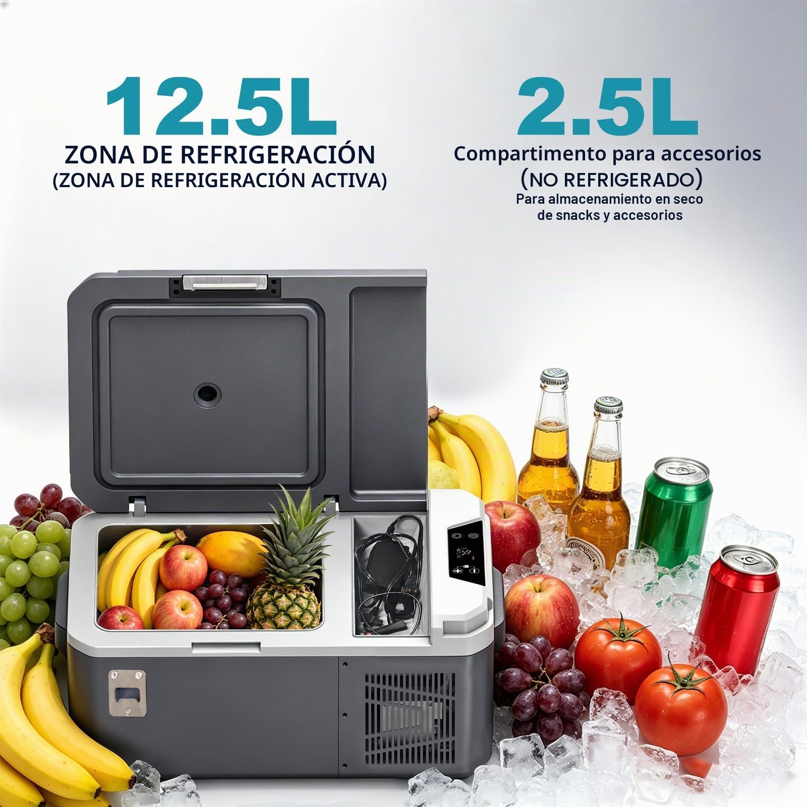 AS Mini nevera con compresor 12 V 24 V 230 V portátil eléctrica para coche, pequeño refrigerador con control por aplicación, 15 litros