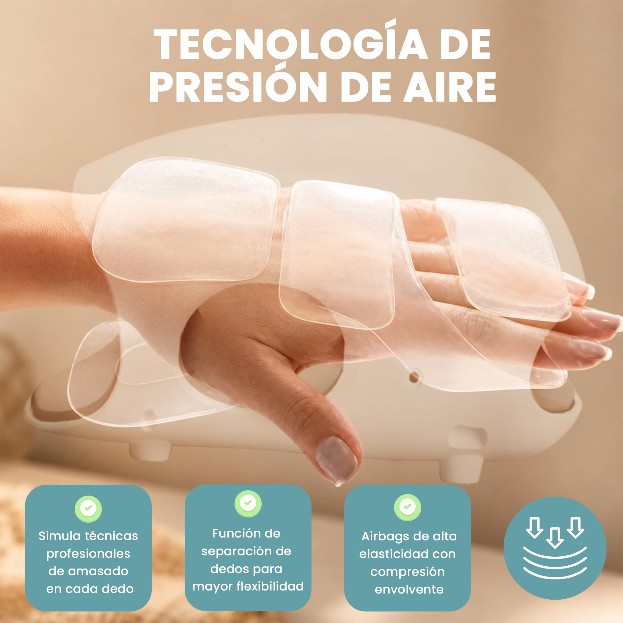 ALIVIATE - Masajeador de Manos Electrico con Calor - Guante Artritis Manos Aliviante con 3 Modos y Temporizador - Masajeador Tunel Carpiano Ideal para Regalo.