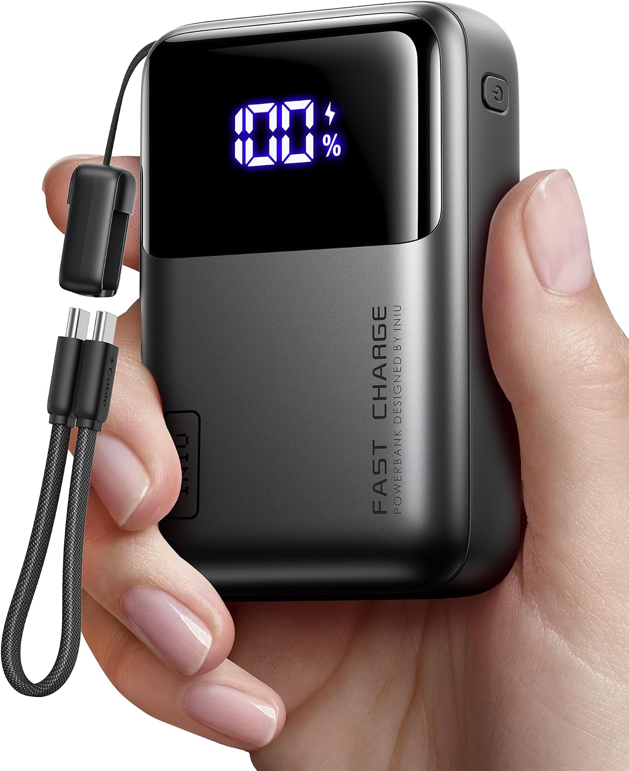 Laptop Power Bank, Smallest 20000mAh 65W Fast Charging Battery Pack | USB C Cable, Flight-Safe, Travel Essentials, Portable Charger for MacBook Pro, Steam Deck, iPhone, iPad etc, Metallic Black