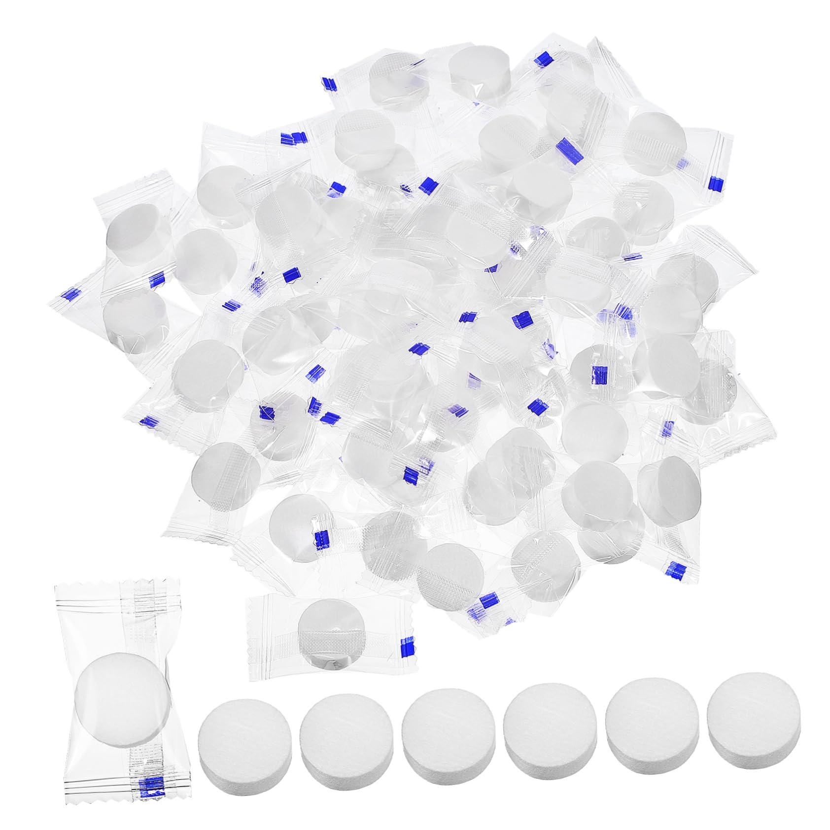 DEARMAMY 100Pcs Mini Compressed Towel Tablets Travel Friendly Coin Tissue for Outdoor Activities Camping and Daily Use Strong Absorbency and Breathable Design