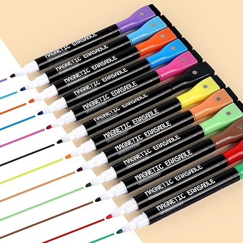 Miniatura 6 de Rotulador de pizarra blanca magnético para pizarra blanca y borrador, punta fina, pizarras blancas, rotulador de toallitas secas