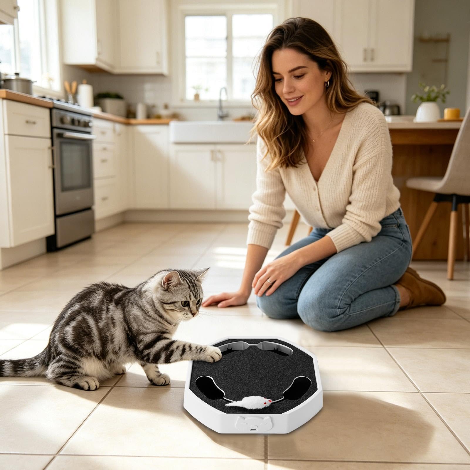 Interaktywna Zabawka Dla Kota Mysia Ćwicząca Gra | Zabawka Interaktywna Dla Kota Z Możliwością Ładowania I Wzbogacająca Zabawę do Strefy Do Zabawy Na Czas Samotności W