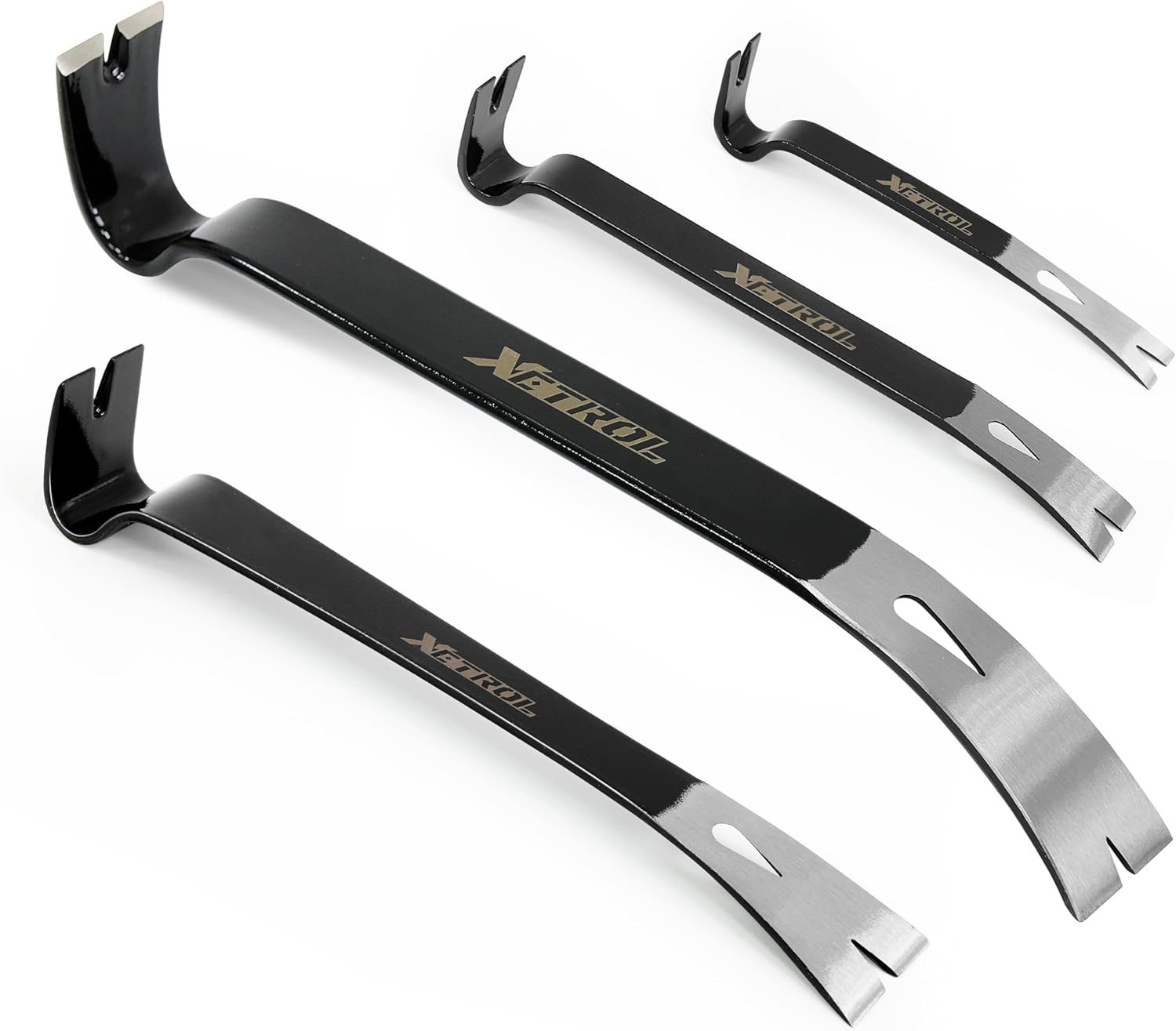 4-Piece Flat Pry Bar Set -15" 10" 7.5" 5.5" Crow Bar with Nail Puller,Utility Heavy Duty Claw Bar,Mini Pry Bar for Woodworking,Prying,Lifting,Pulling,Home Remolding & Woodworking