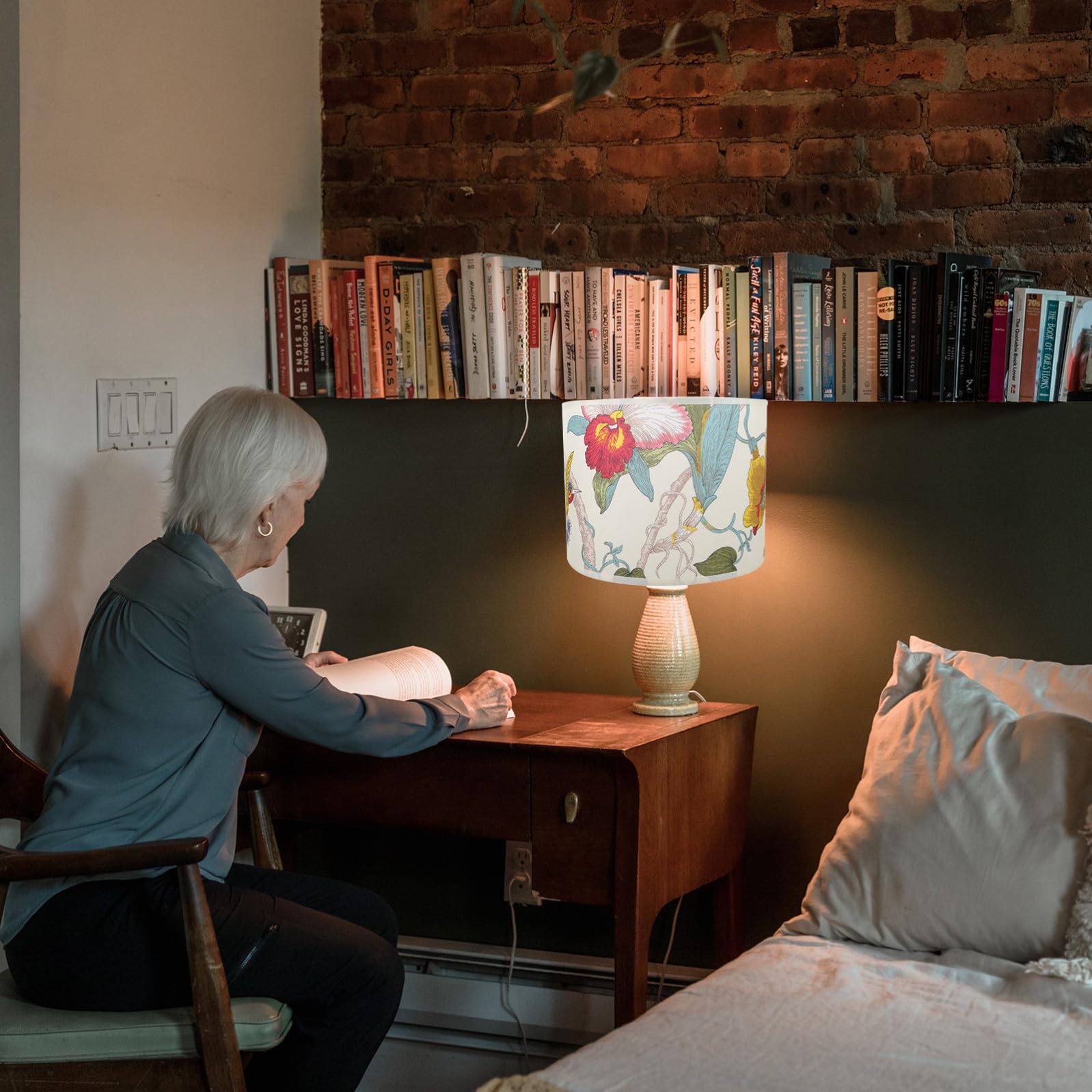 UKCOCO Paralume Stabile e Decorativo Tamburo Floreale Attacco E27 Stili multipli per Lampade da Tavolo da Terra per Arredamento Casa e Camera Stili multipli