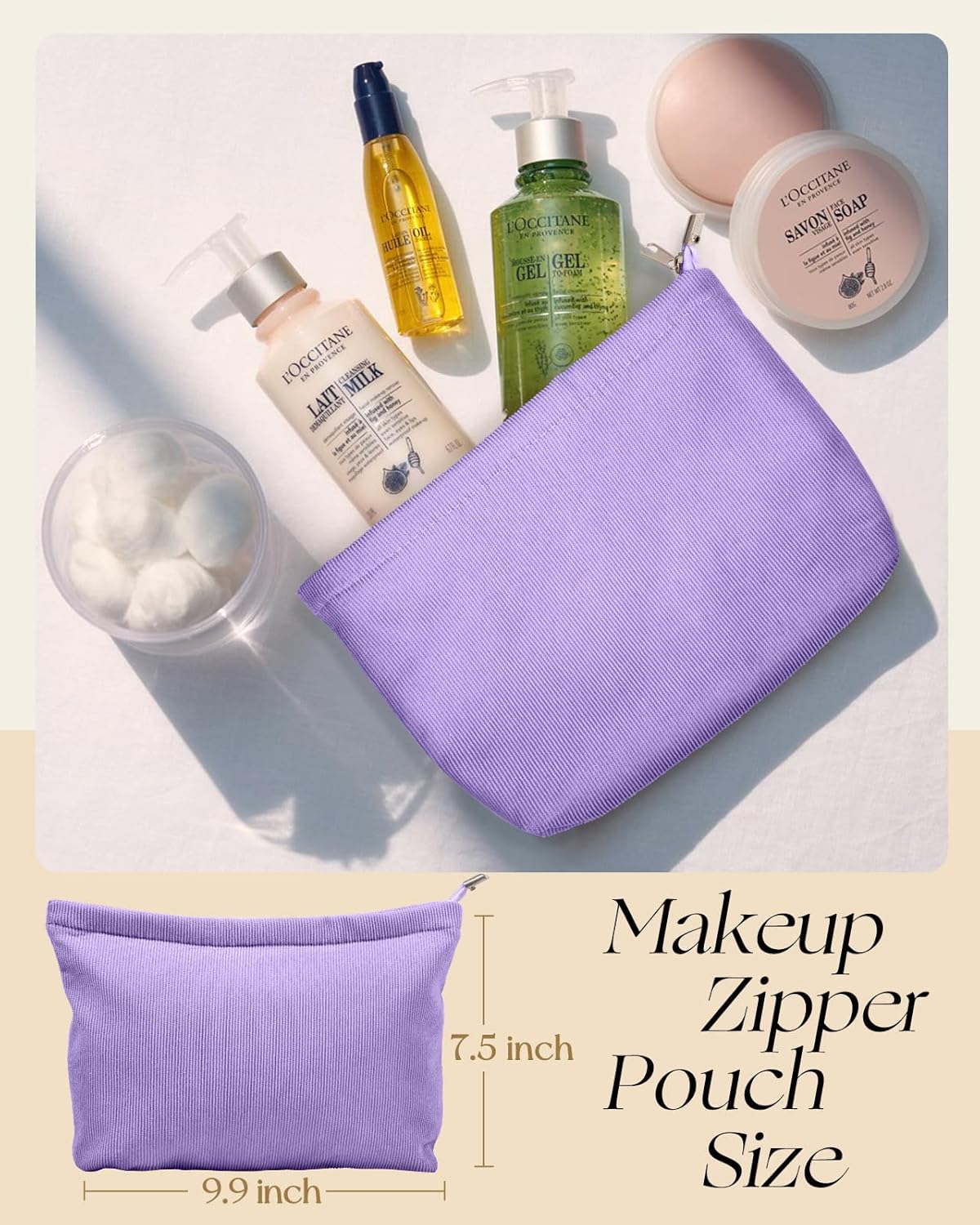 Aesthetic 2 Pack Corduroy Tote Bag - with Makeup Pouch Bag for Women Reusable Grocery Bag for Gym, Travel, Work - Image 6