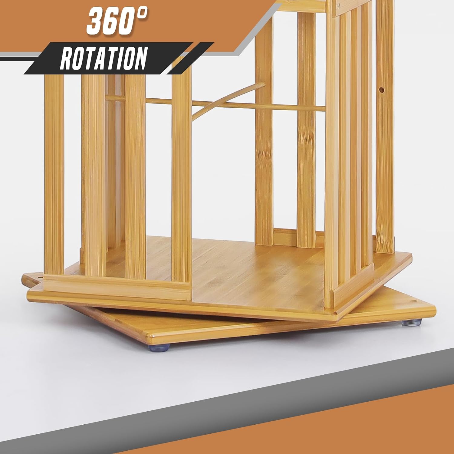Bamboo Rotating Bookcase 5-Tierd Rotating Bookshelf Sri Lanka | Ubuy