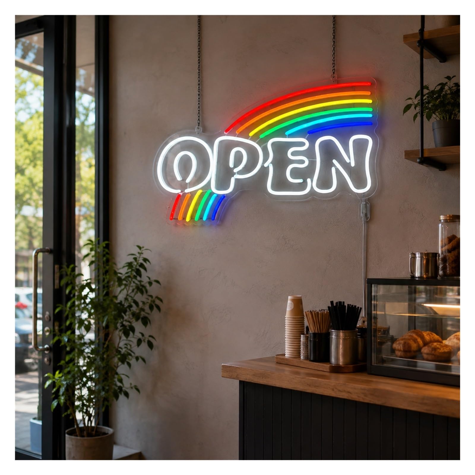 XENITE Luci al Neon Da Parete Insegna Al Neon Arcobaleno APERTA Dimmerabile
