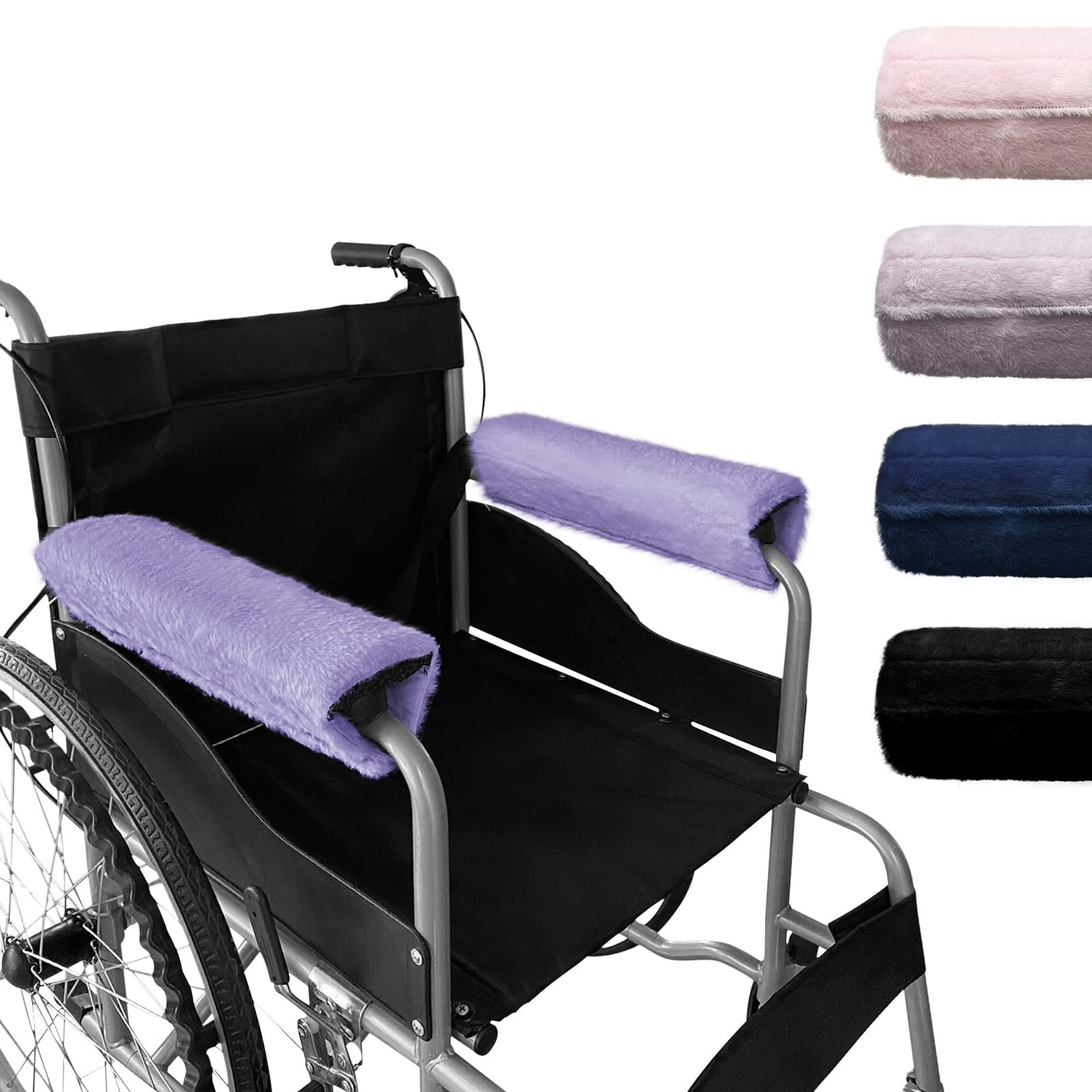 SPRING SEAON Wheelchair Armrest Covers 2 Pack Soft Memory Foam Wheelchair armrest Pads Wicking Washable for Office Transport Chair (Deep Purple)
