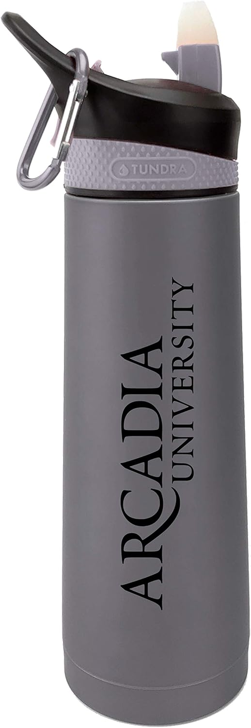 The Fanatic Group Personalized Arcadia University Dual Walled Stainless Steel Sports Bottle, Design-1 - Silver