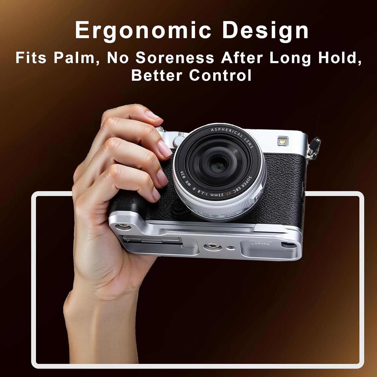 Haoge Handle HandGrip for Fujifilm X-E5 Camera Body L-Shape Grip Bracket HG-FUXE5N-S Silver with Arca-Swiss Standard Plate - Image 2