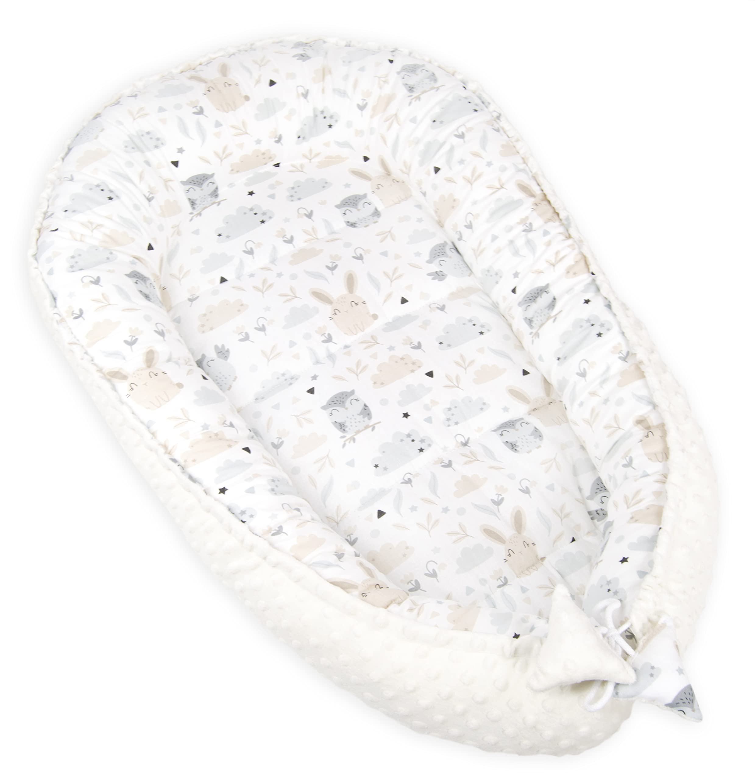 Pimko Nid bébé, en tissu Minky, cocon douillet pour nourrissons et nouveau-nés, pour la maison, Skandi/beige