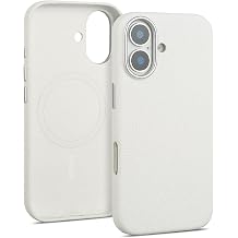 mobee Genuine Leather Case for iPhone 17 6.3 inch, Pebbled Leather case with Soft Fiber Lining, Lip Screen Protection, Compatible with MagSafe White