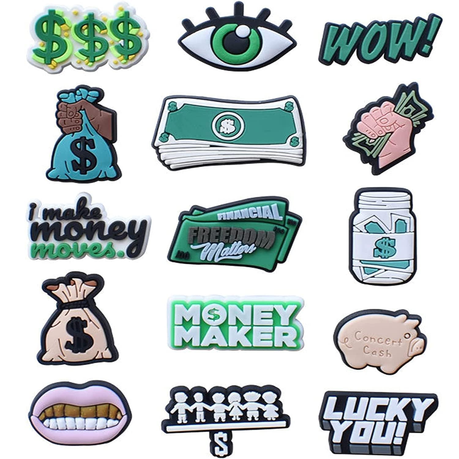 Amzuia 15 Pcs Shoe Charms, Cartoon Shoe Accessories for Shoe Charm for Hole Hole Shoe Buckle Party Favors Mini Charm Bracelet Wristband Decoration for Men Women Kid