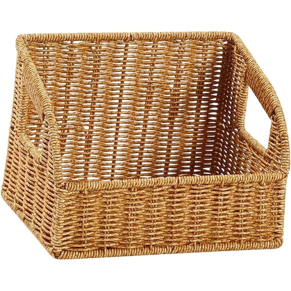 Cesta tejida para café y baño con acabado artesanal de ratán sintético